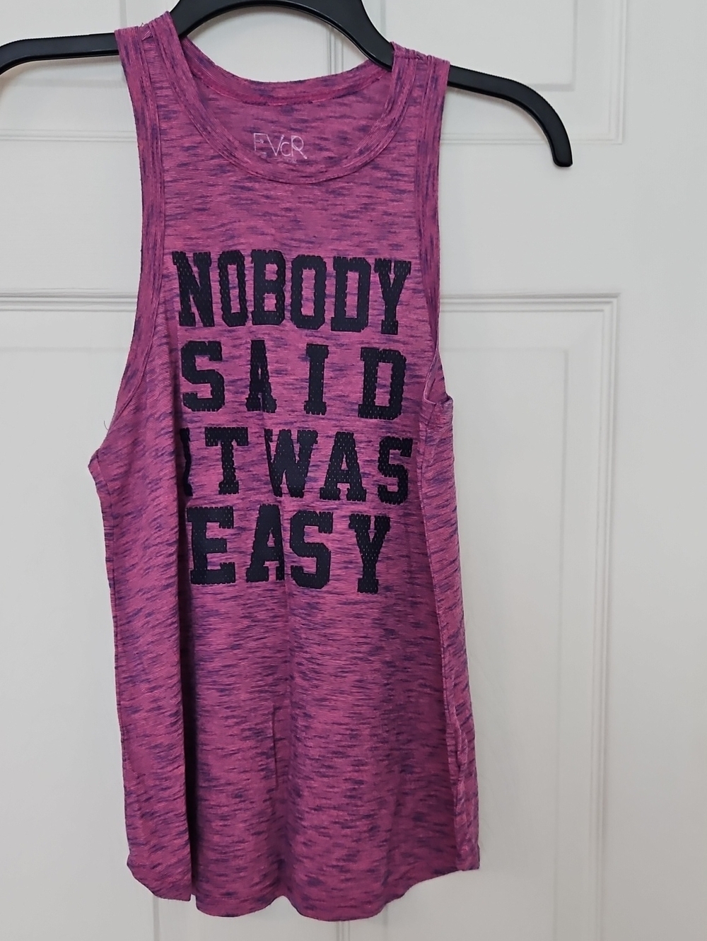 EVCR Pink Heathered Graphic Muscle Tank - Nobody Said It Was Easy